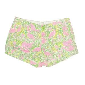 Lilly Pulitzer Pink Flamingo Print Cotton Shorts Size 0